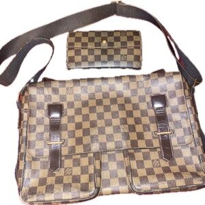 Louis Vuitton Damier Ebene Broadway Messenger Bag with Wallet